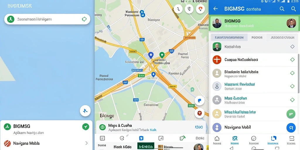 Antarmuka aplikasi BIGMSG menunjukkan peta navigasi yang jelas dan informatif.