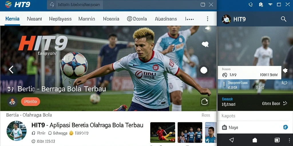 Tampilan antarmuka aplikasi HIT9 yang menampilkan berita olahraga bola terkini.