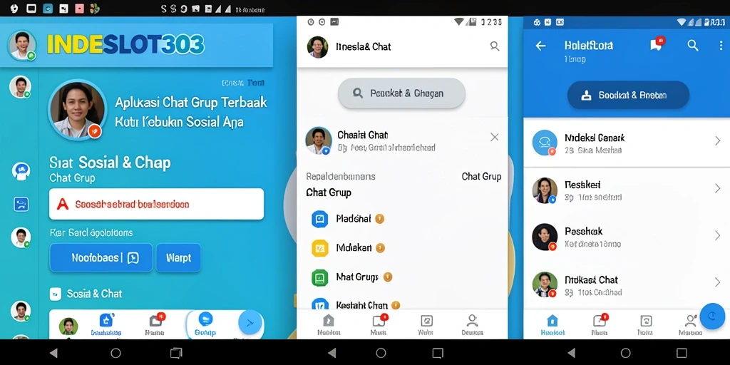 Tampilan antarmuka aplikasi Chat Grup INDESLOT303 yang menarik dan fungsional.