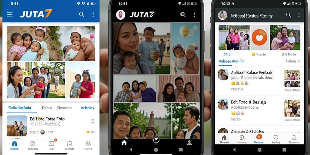 Antarmuka JUTA7 yang intuitif untuk membuat kolase foto.