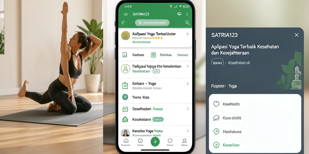 Antarmuka aplikasi SATRIA123 yang menarik dan intuitif untuk latihan Yoga.