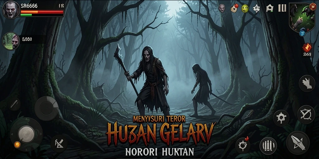 Tampilan menyeramkan dari hutan dalam game SR6666.