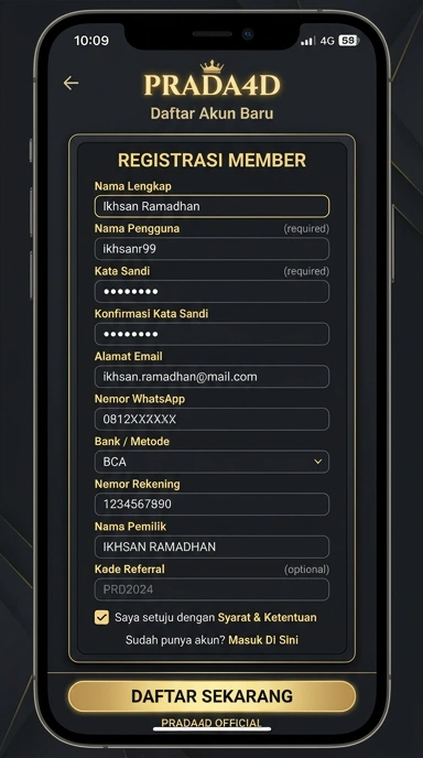 Panduan Registrasi Akun Baru prada4d untuk Pengguna Android